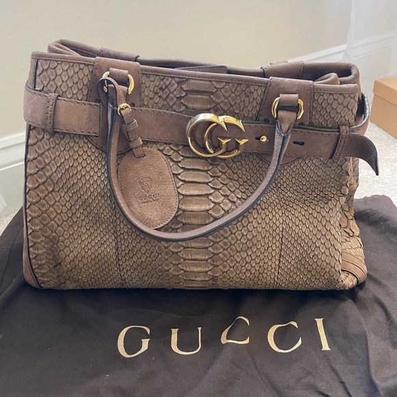Gucci tote - tan python suede bag - Picture 1 of 5